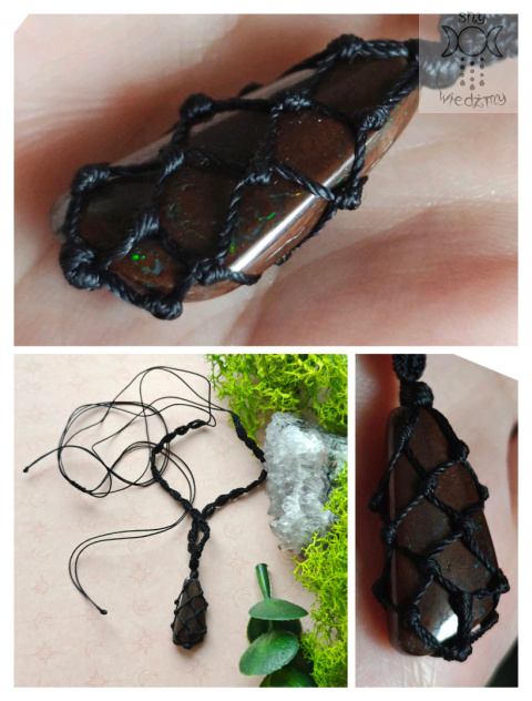 Opal Boulder naszyjnik makrama makramowy Opal Boulder naszyjnik makrama makramowy
