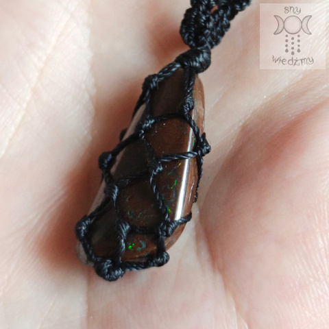 Opal Boulder naszyjnik makrama makramowy Opal Boulder naszyjnik makrama makramowy