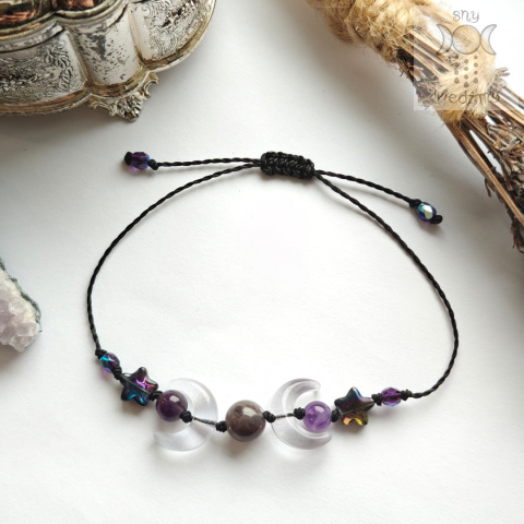 Bransoletka Dark Triple Moon ametyst księżyc Bransoletka Dark Triple Moon ametyst księżyc