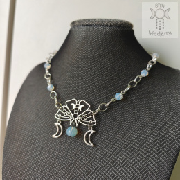 Moth Chain choker naszyjnik opalit triple moon
