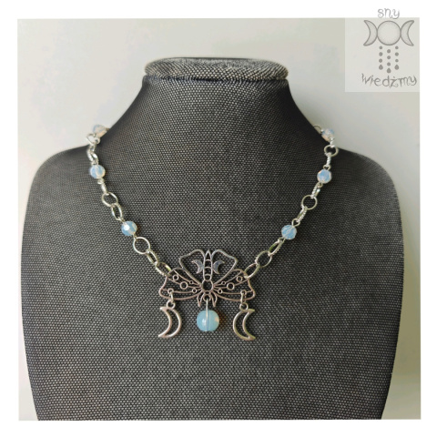 Moth Chain choker naszyjnik opalit triple moon Moth Chain choker naszyjnik opalit triple moon