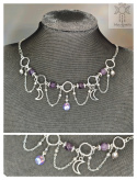 Choker Lumina ametyst hematyt księżyc moon