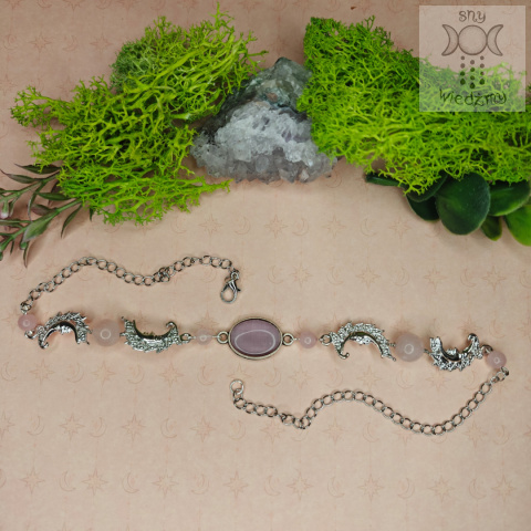 Choker Naszyjnik Fantasy Moon agat kwarc różowy księżyc Choker Naszyjnik Fantasy Moon agat kwarc różowy księżyc