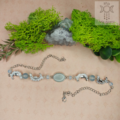Choker Naszyjnik Fantasy Moon agat opalit księżyc Choker Naszyjnik Fantasy Moon agat opalit księżyc