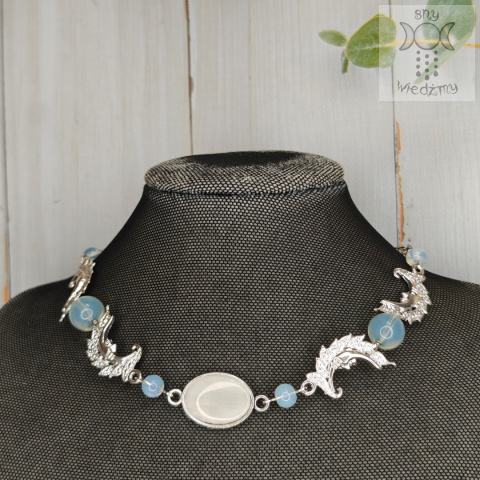 Choker Naszyjnik Fantasy Moon agat opalit księżyc Choker Naszyjnik Fantasy Moon agat opalit księżyc