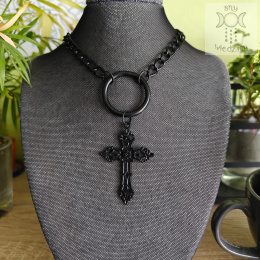 Obroża Nero Cross naszyjnik łańcuch krzyż