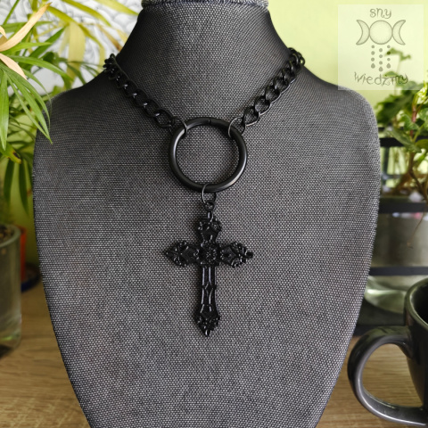 Obroża Nero Cross naszyjnik łańcuch krzyż Obroża Nero Cross naszyjnik łańcuch krzyż