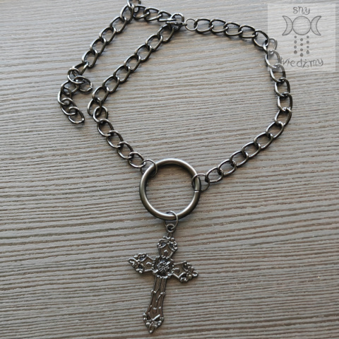 Obroża Nero Cross naszyjnik łańcuch krzyż Obroża Nero Cross naszyjnik łańcuch krzyż