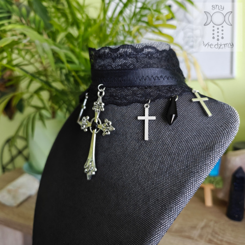 Kolia Gothic Cross koronka krzyż krzyże choker obroża dusik Kolia Gothic Cross koronka krzyż krzyże choker obroża dusik
