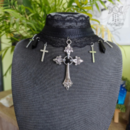 Kolia Gothic Cross koronka krzyż krzyże choker obroża dusik