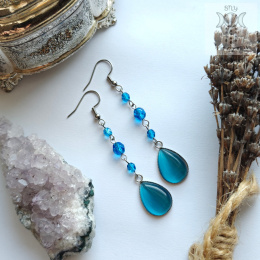 Kolczyki Crystal Blue basic stal kryształ kolia