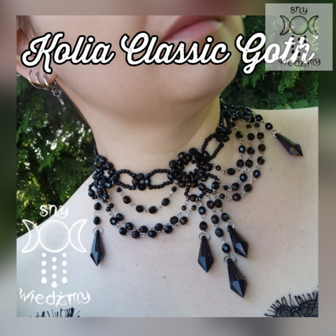 Kolia Classic Goth Black gotycka kolia czarna gothic witch victorian choker naszyjnik Kolia Classic Goth Black gotycka kolia czarna gothic witch victorian choker naszyjnik