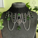 Kolia Crystal Dark Emerald szmaragd nilu koronka choker
