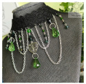 Kolia Crystal Dark Emerald szmaragd nilu koronka choker