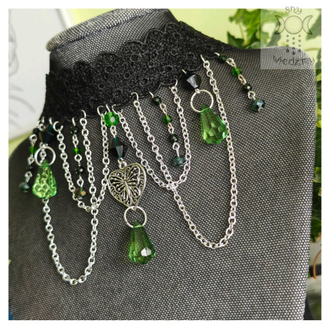 Kolia Crystal Dark Emerald szmaragd nilu koronka choker Kolia Crystal Dark Emerald szmaragd nilu koronka choker