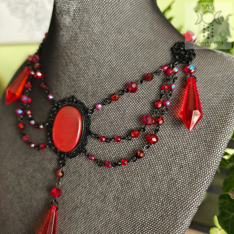 Kolia Crystal Red Black kryształki goth gothic victorian Kolia Crystal Red Black kryształki goth gothic victorian