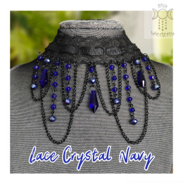 Kolia Lace Crystal navy atramentowy kryształki goth gothic