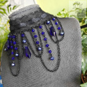 Kolia Lace Crystal navy atramentowy kryształki goth gothic