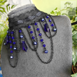 Kolia Lace Crystal navy atramentowy kryształki goth gothic