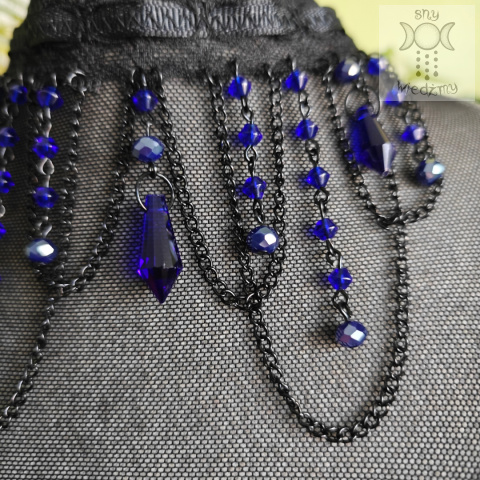 Kolia Lace Crystal navy atramentowy kryształki goth gothic Kolia Lace Crystal navy atramentowy kryształki goth gothic