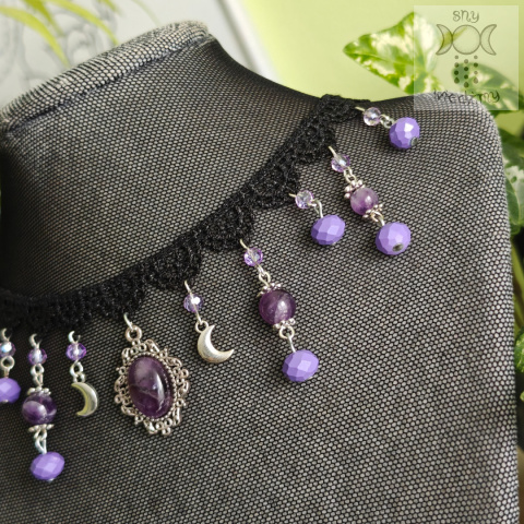 Kolia Lawenda ametyst księżyc moon choker dusik goth gothic Kolia Lawenda ametyst księżyc moon choker dusik goth gothic