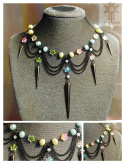Kolia Naszyjnik Moira fiolet kolce spike gwiazdy Black chain