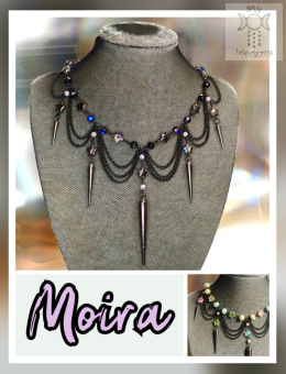 Kolia Naszyjnik Moira fiolet kolce spike gwiazdy Black chain