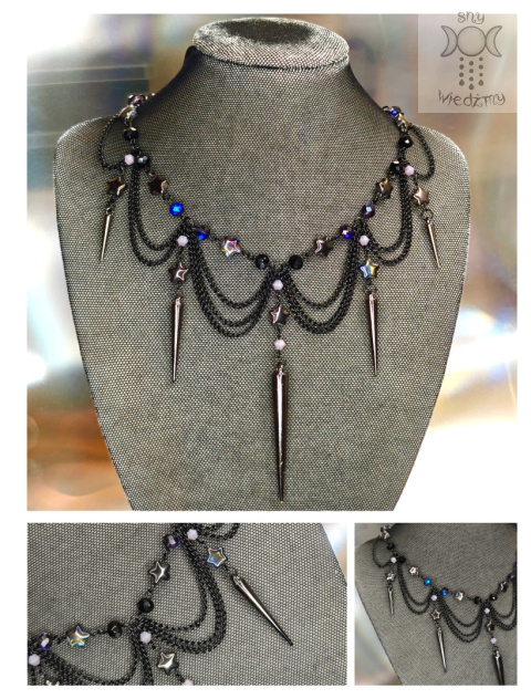 Kolia Naszyjnik Moira fiolet kolce spike gwiazdy Black chain Kolia Naszyjnik Moira fiolet kolce spike gwiazdy Black chain