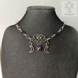 Moth Chain choker naszyjnik ametyst triple moon
