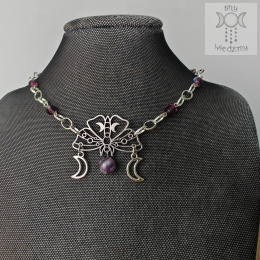 Moth Chain choker naszyjnik ametyst triple moon