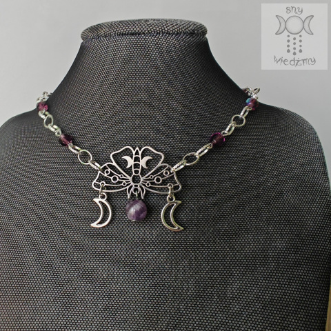 Moth Chain choker naszyjnik ametyst triple moon Moth Chain choker naszyjnik ametyst triple moon