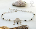 Moth Chain choker naszyjnik obsydian srebrzysty triple moon