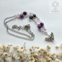 Naszyjnik Crystal Moth chalcedon fioletowy fioletowe kryształki