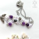Naszyjnik Crystal Moth chalcedon fioletowy fioletowe kryształki