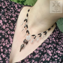 Naszyjnik Krucze Czaszki kamień księżycowy pentagram pentakl pióra witch