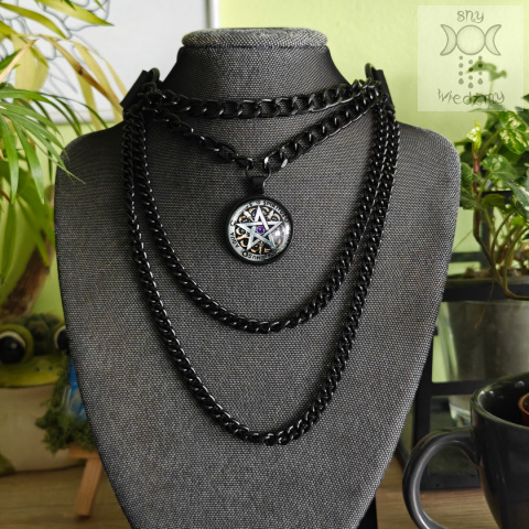 Obroża Black Chain żywioły pentagram pentakl naszyjnik choker Obroża Black Chain żywioły pentagram pentakl naszyjnik choker