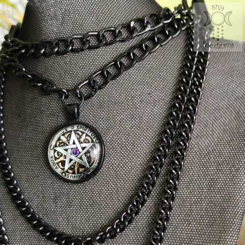 Obroża Black Chain żywioły pentagram pentakl naszyjnik choker Obroża Black Chain żywioły pentagram pentakl naszyjnik choker