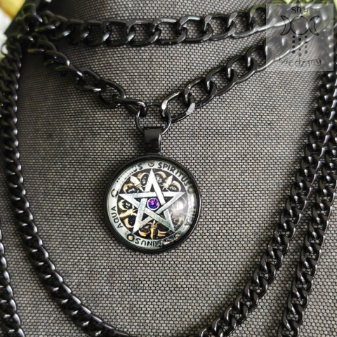 Obroża Black Chain żywioły pentagram pentakl naszyjnik choker Obroża Black Chain żywioły pentagram pentakl naszyjnik choker
