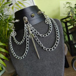 Obroża choker Sword ćwieki spike pentagram