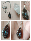 Opal Boulder naszyjnik stal pleciony jak makrama