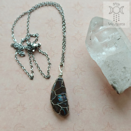 Opal Boulder naszyjnik stal pleciony jak makrama