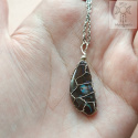 Opal Boulder naszyjnik stal pleciony jak makrama