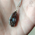 Opal Boulder naszyjnik stal pleciony jak makrama