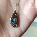 Opal Boulder naszyjnik stal pleciony jak makrama