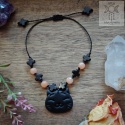 Bransoletka Kitten Head howlit jadeit brzoskwiniowy krzyże Krzyż koty halloween