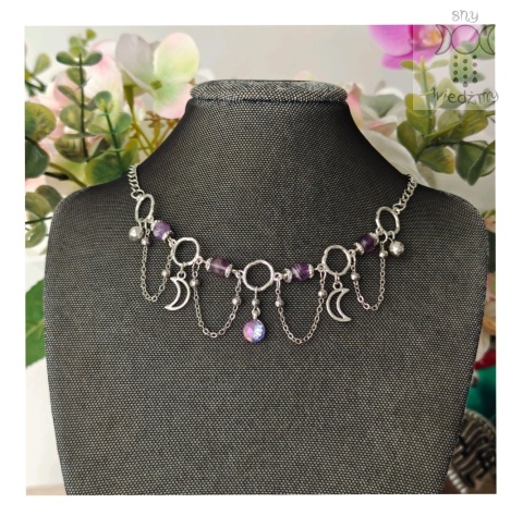 Choker Lumina ametyst hematyt księżyc moon Choker Lumina ametyst hematyt księżyc moon