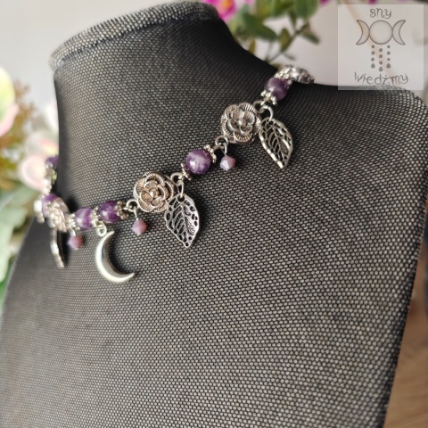 Flower Spirit ametyst choker naszyjnik róże Rose Moon księżyc Flower Spirit ametyst choker naszyjnik róże Rose Moon księżyc