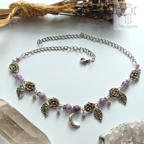 Flower Spirit ametyst choker naszyjnik róże Rose Moon księżyc Flower Spirit ametyst choker naszyjnik róże Rose Moon księżyc