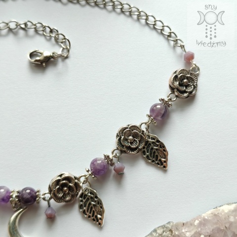 Flower Spirit ametyst choker naszyjnik róże Rose Moon księżyc Flower Spirit ametyst choker naszyjnik róże Rose Moon księżyc