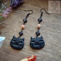 Kolczyki Kitten Head howlit jadeit brzoskwiniowy krzyże Krzyż koty halloween